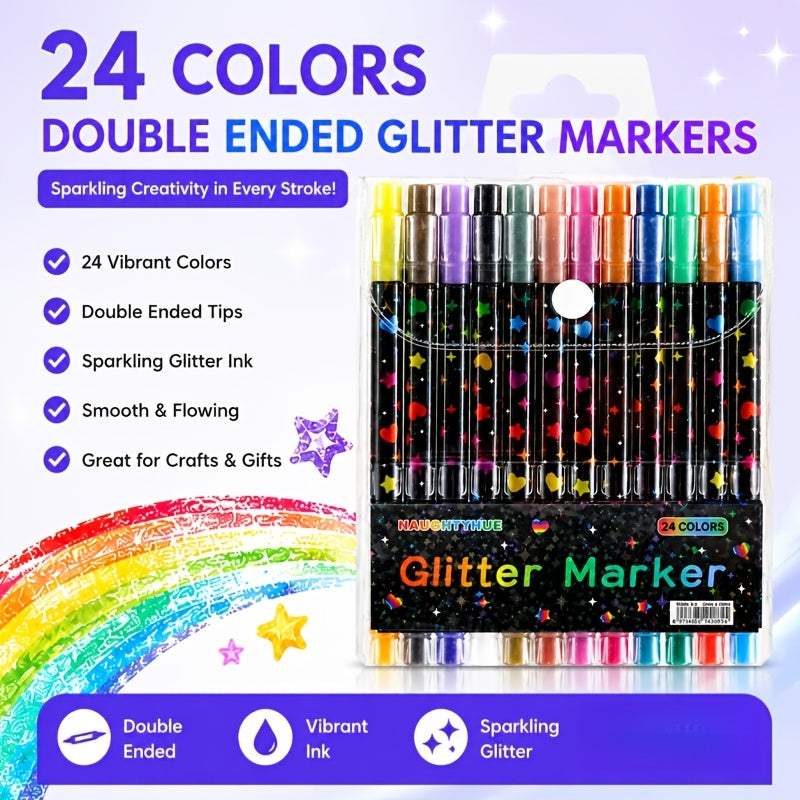 24   dual tip glitter pen set glitter