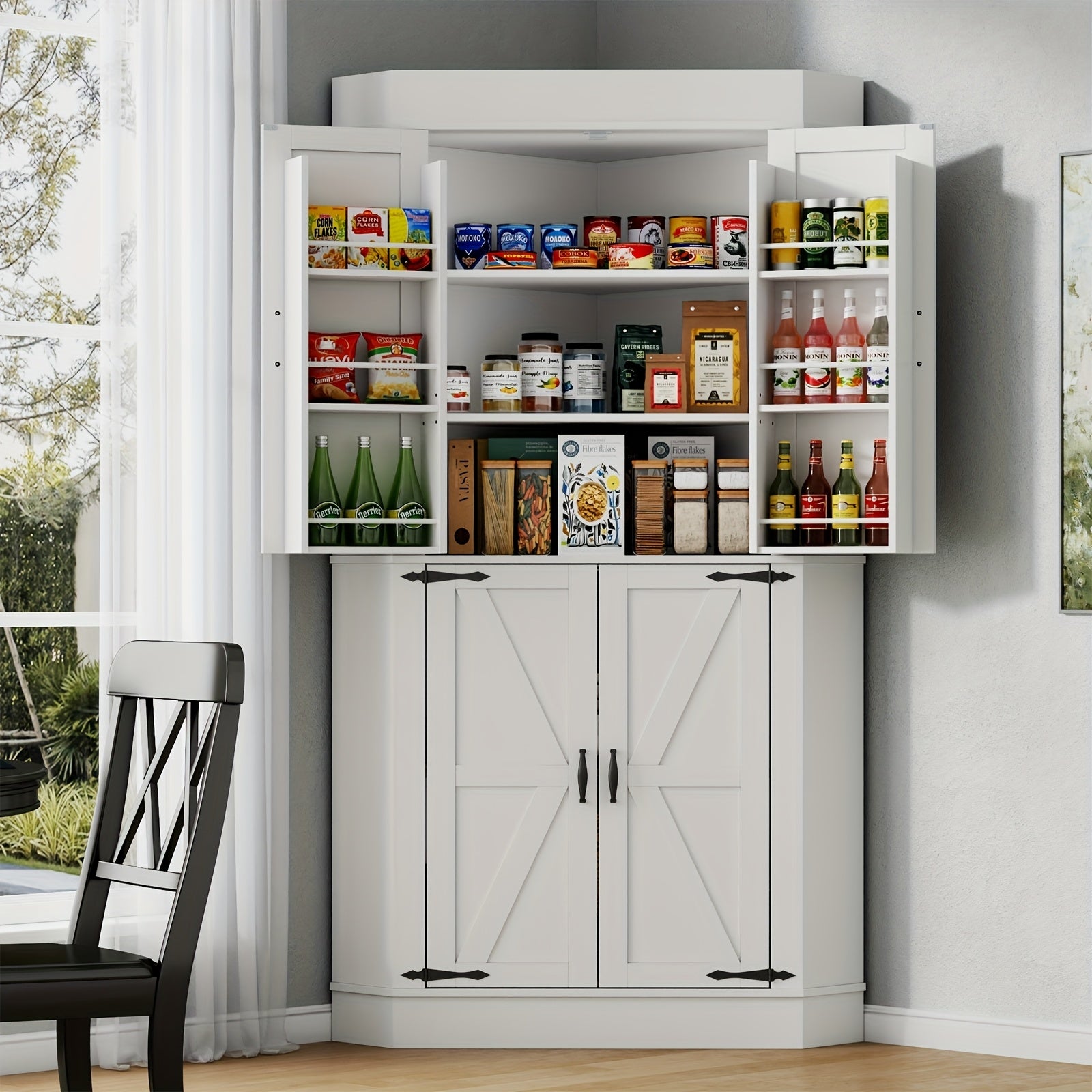71 farmhouse kitchen pantry cabinet doors shelves tall