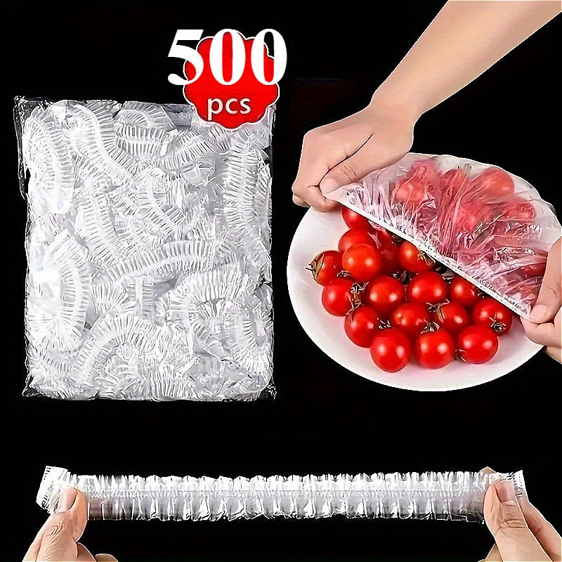 500pcs reusable elastic food preservation covers transparent