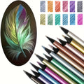 24 colors metallic colored pencils set glossy shiny metal