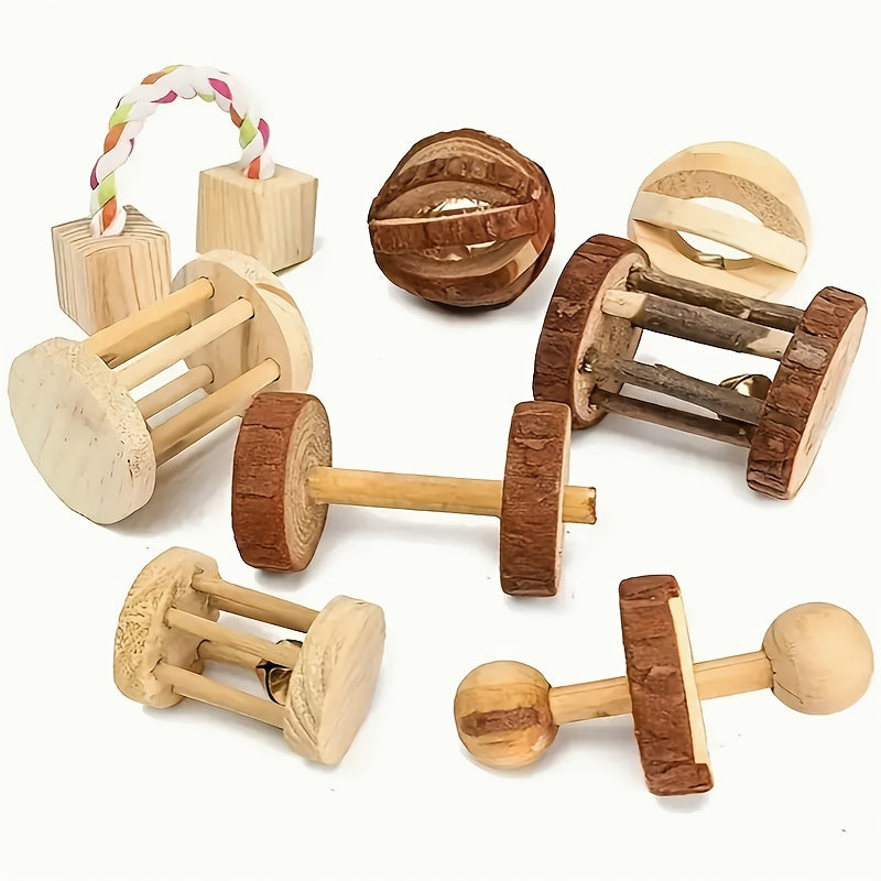 5pcs wooden pet toys set   long lasting toys hamsters