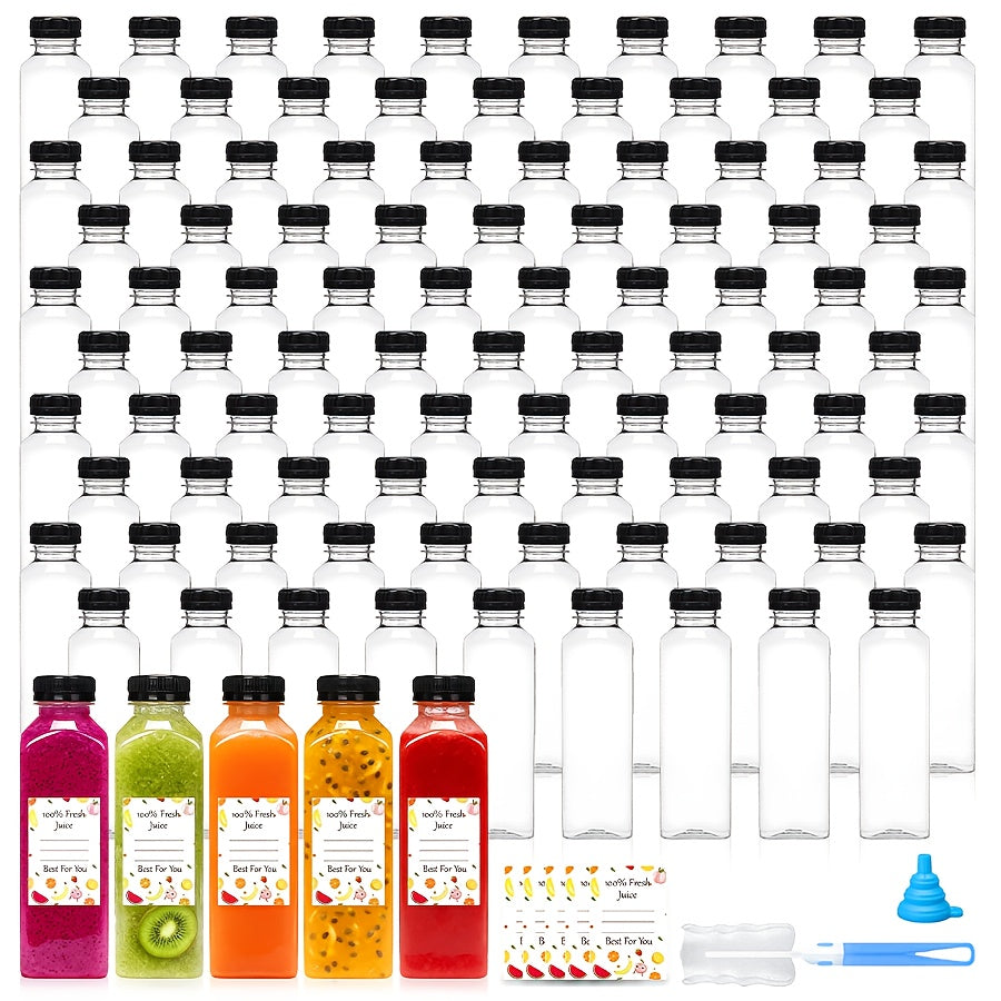 100pcs bulk 16oz clear reusable plastic juice bottles caps