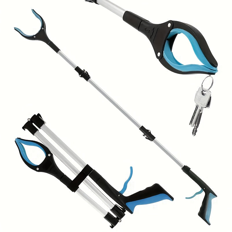 tri fold blue extra long 43 inch foldable trash grabber