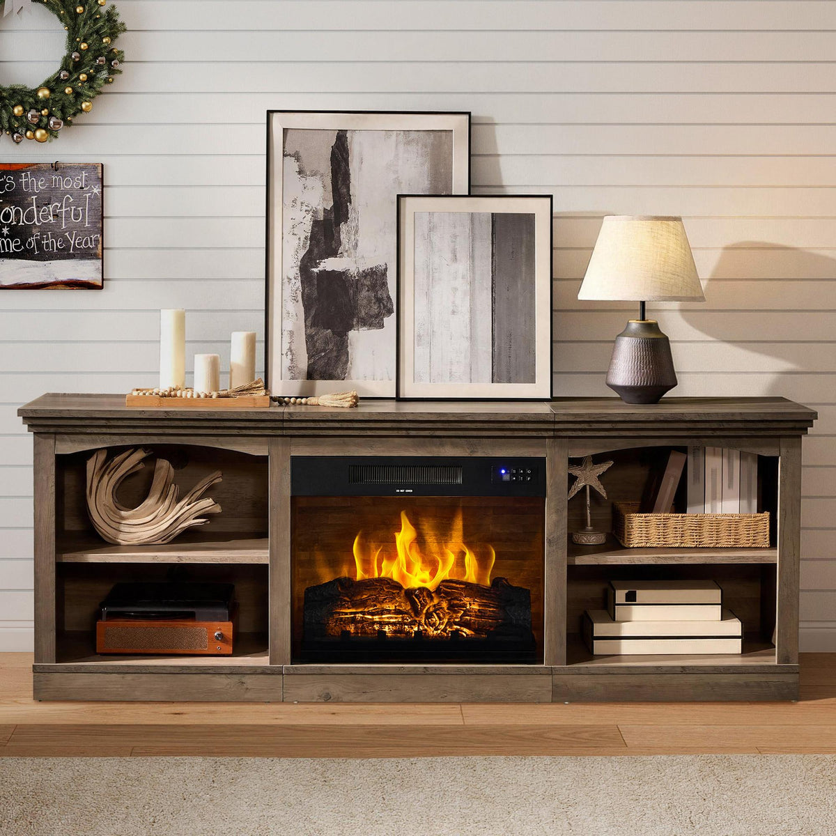 farmhouse tv stand 23 electric fireplace entertainment