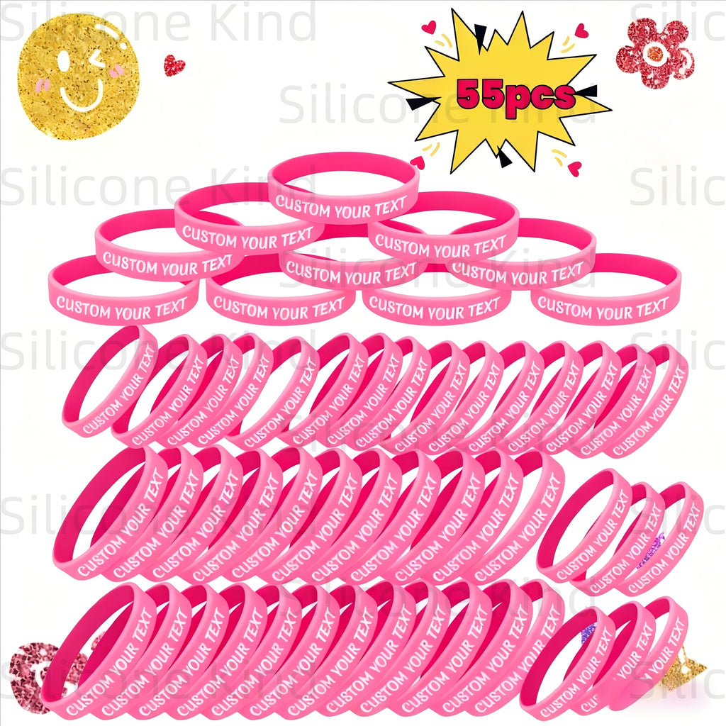 custom 55pcs inspirational quote rubber wristbands bulk