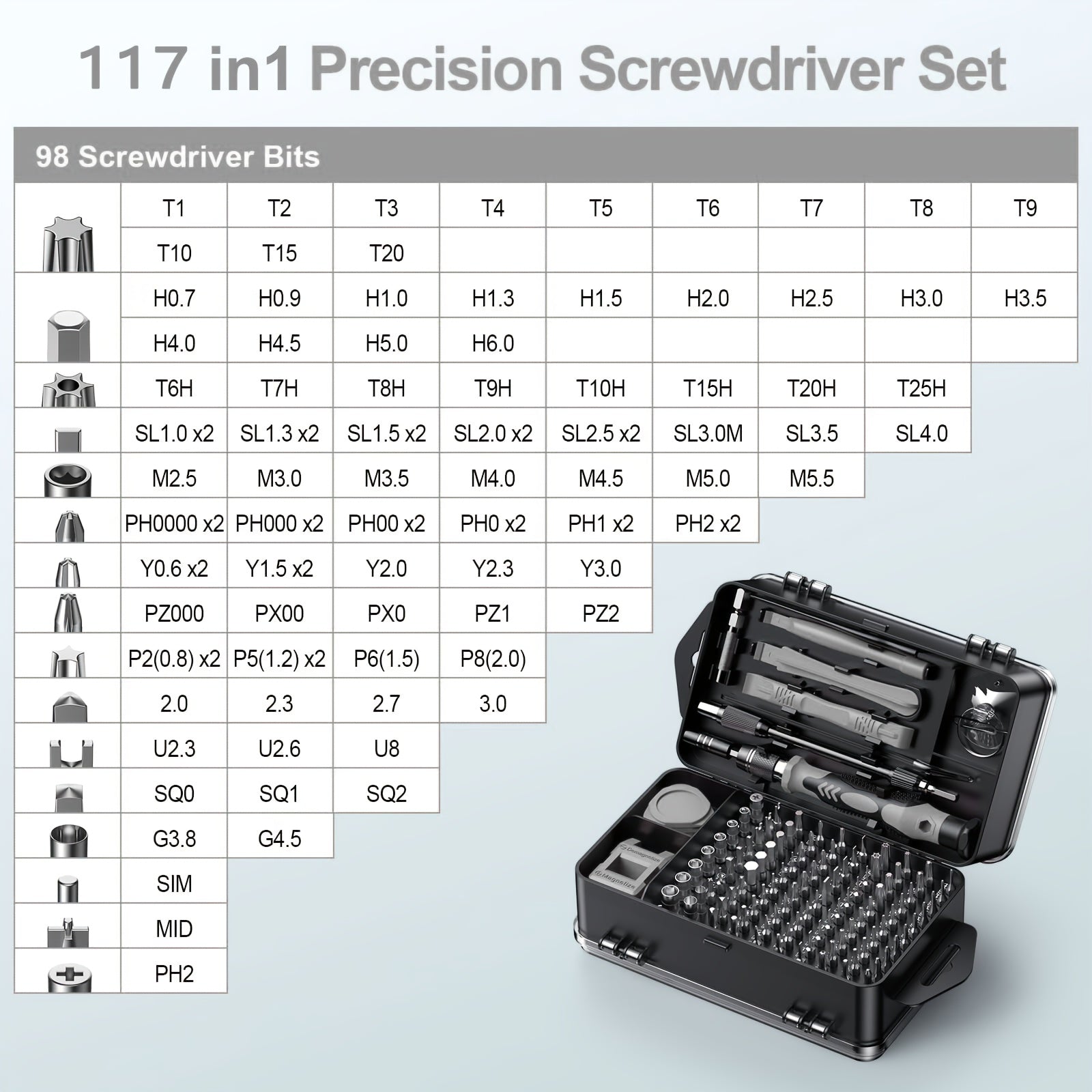 117 in 1 small precision screwdriver set magnetic repair