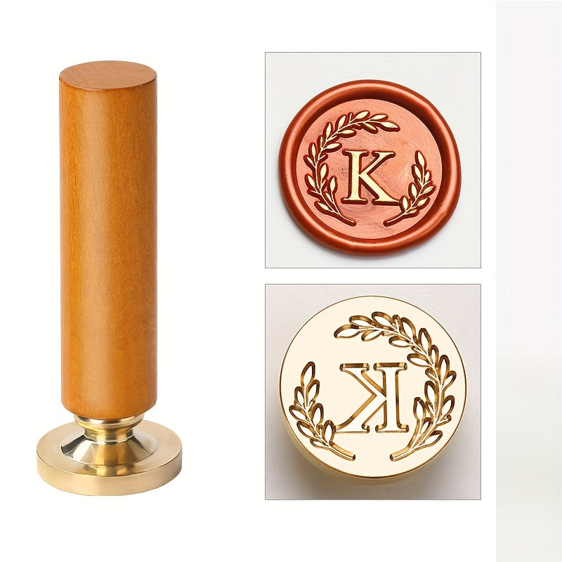 1 set retro letter wax sealing set yellow wooden handle wax