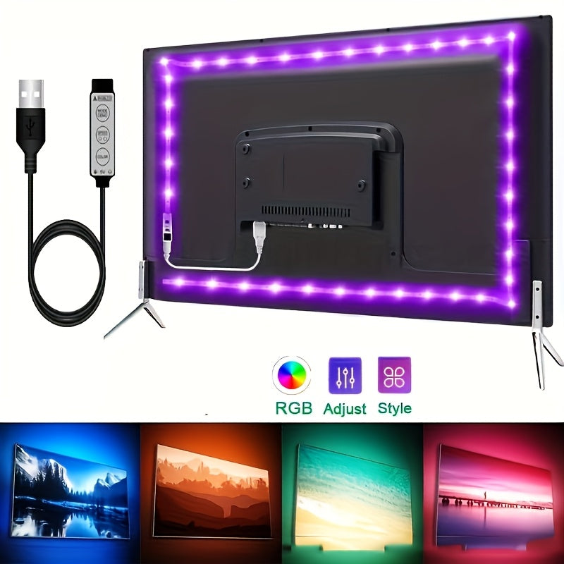 1 5m led tv background light strip three button control rgb