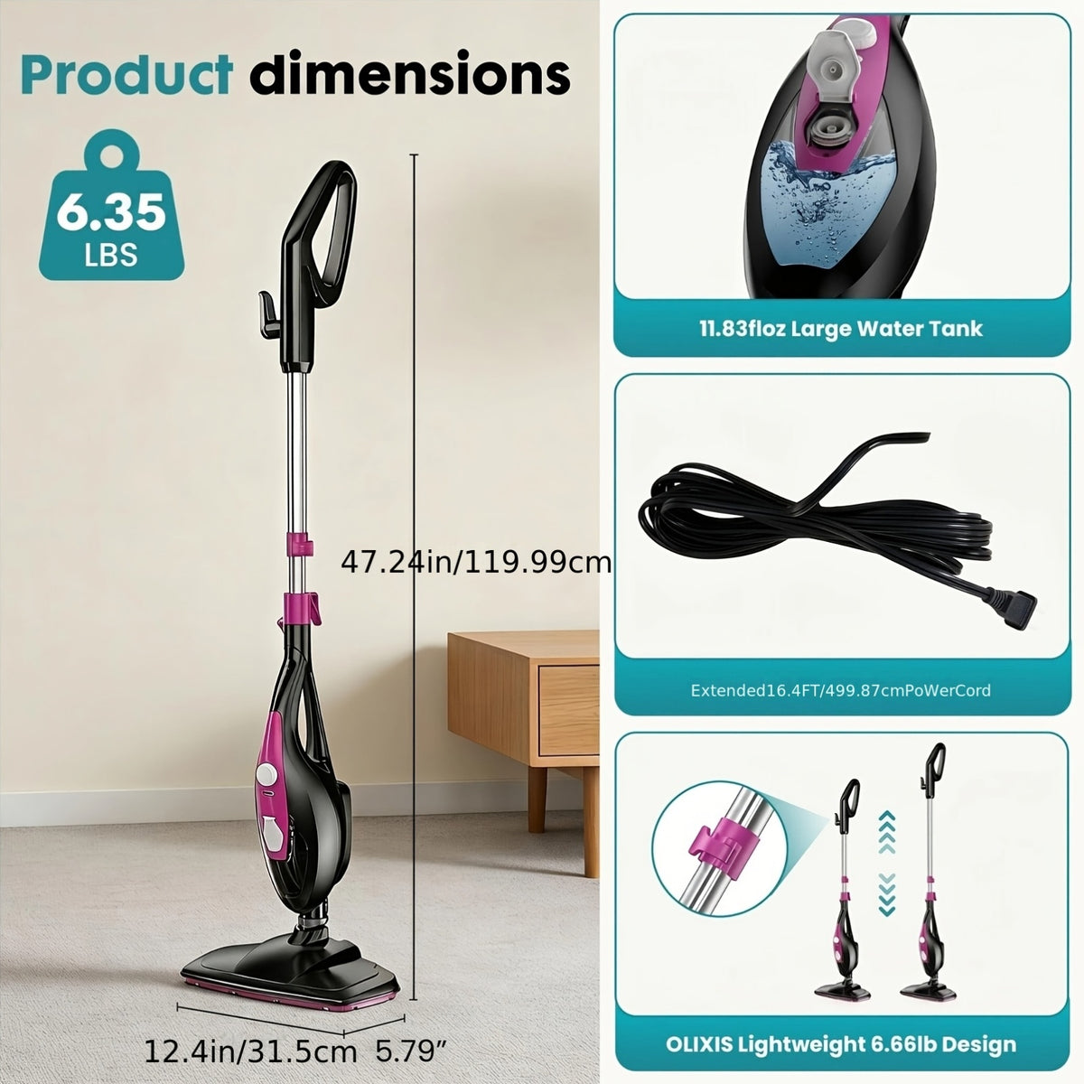 10 in 1 multifunctional steam mop 1550w high pressure