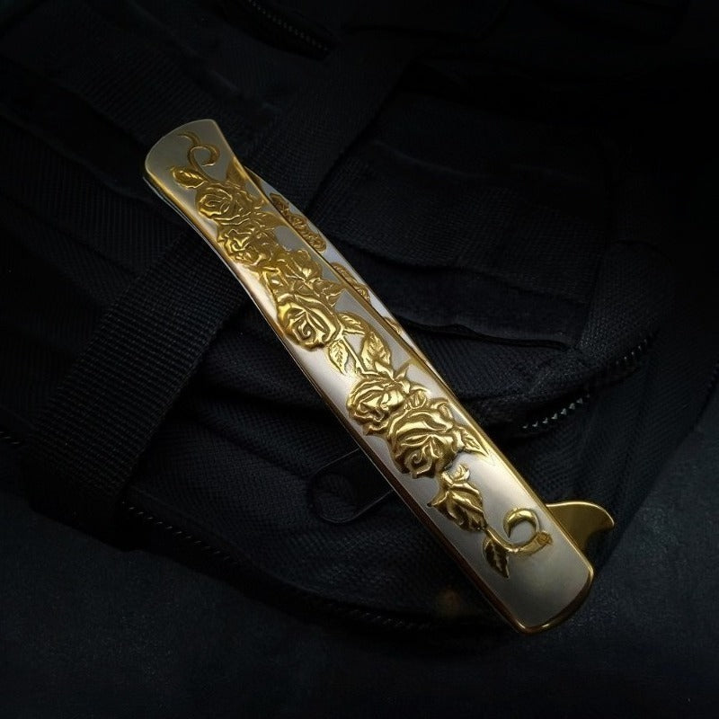 8 95 inch golden large full size pocket knife sharp