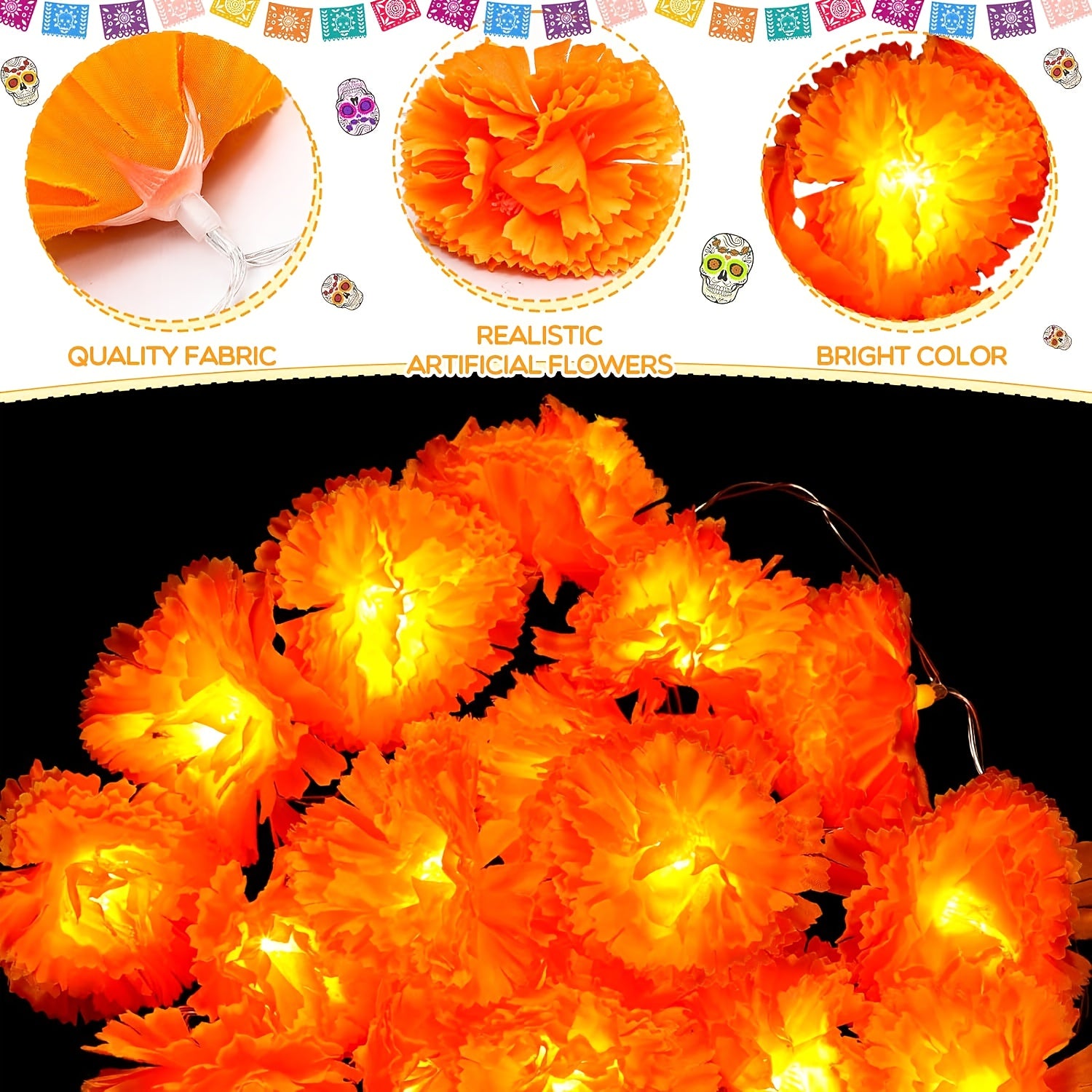 1 string orange marigold wreath string lights suitable