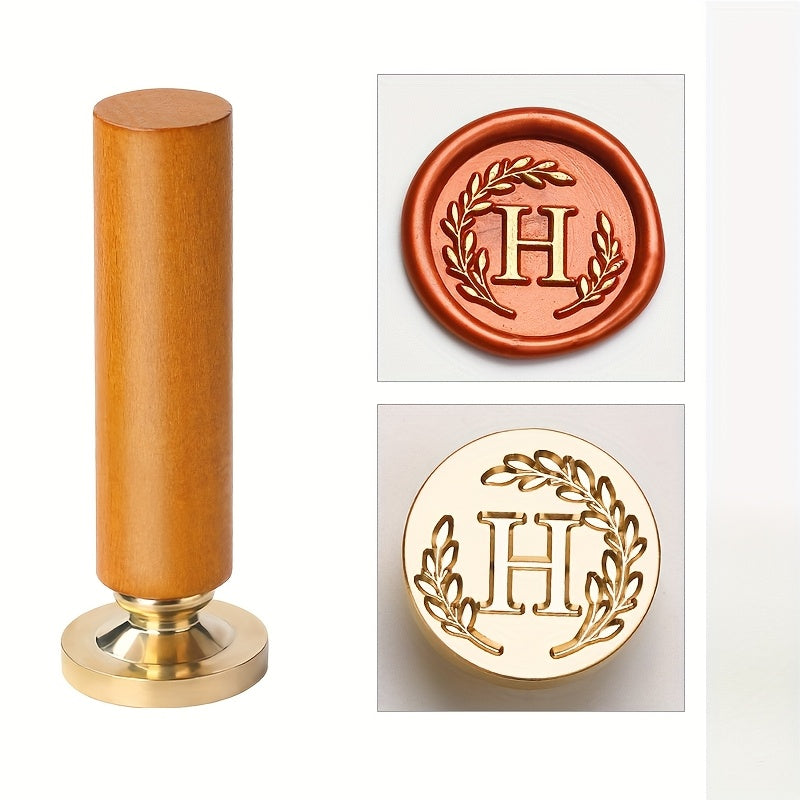1 set retro letter wax sealing set yellow wooden handle wax