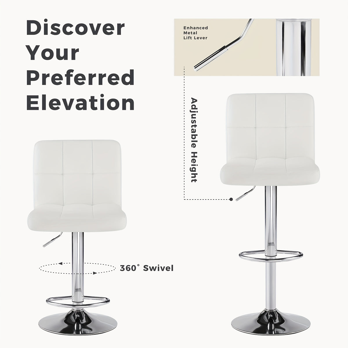 adjustable armless swivel bar stools set hydraulic pu