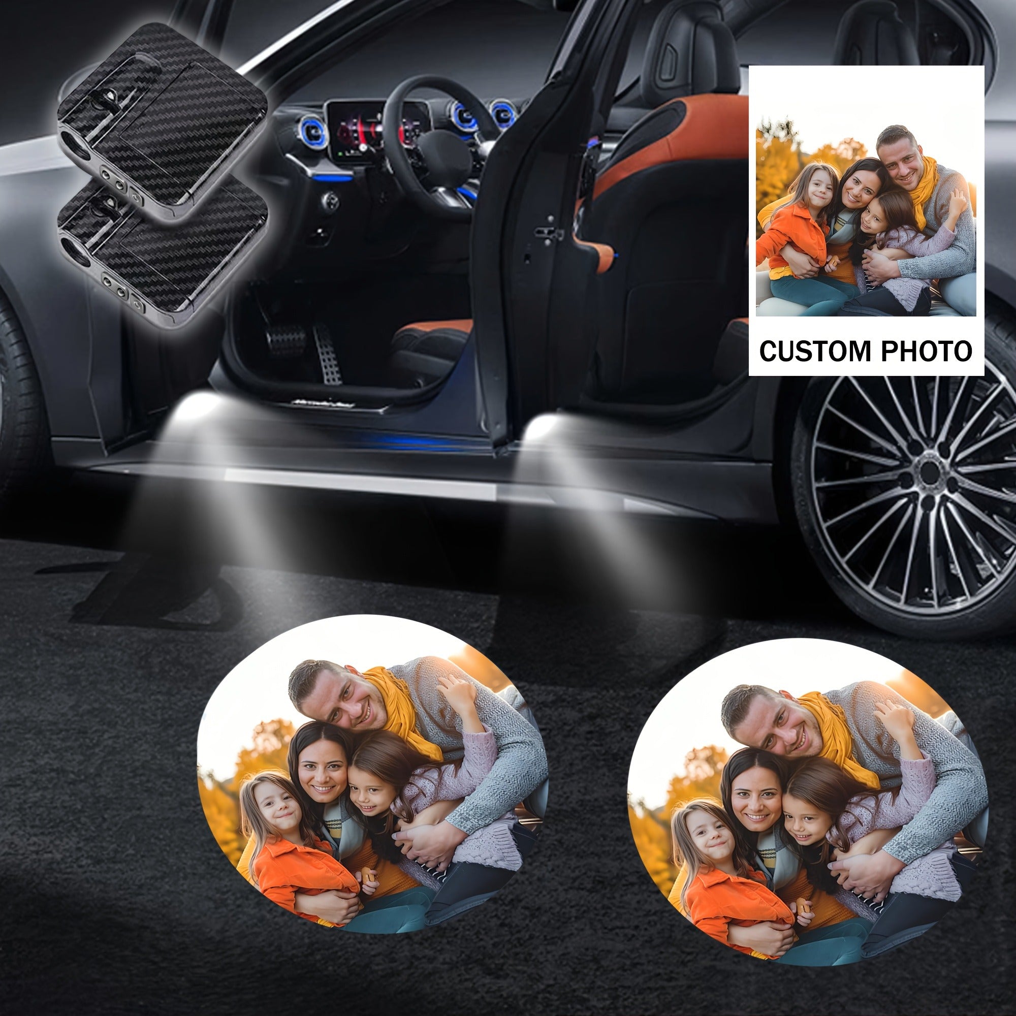 4pcs car welcome lights design photo led clear projection