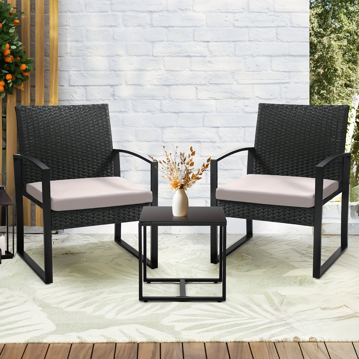 3pcs rattan bistro set outdoor patio furniture conversation
