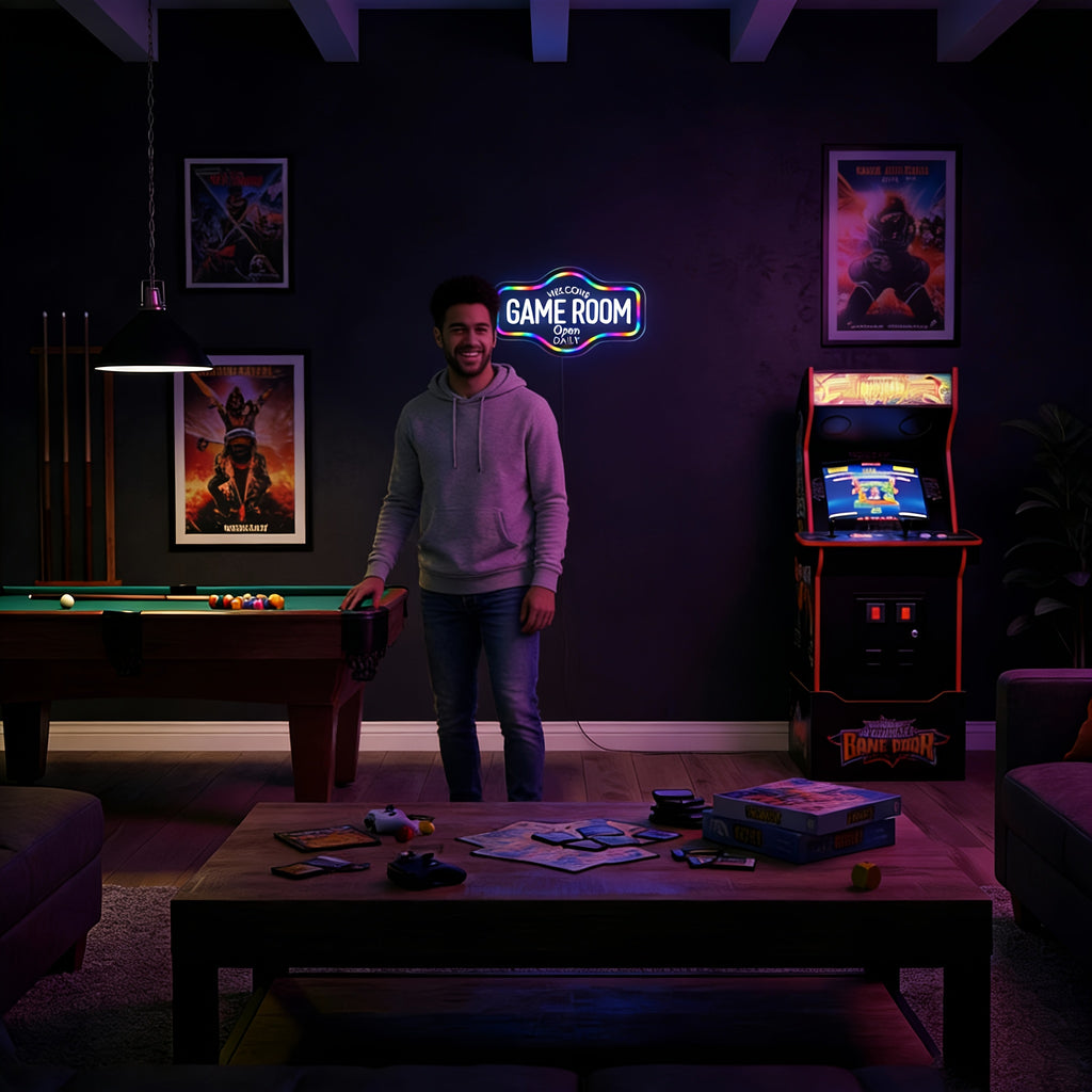 ow led neon sign game room wall decor designed gaming