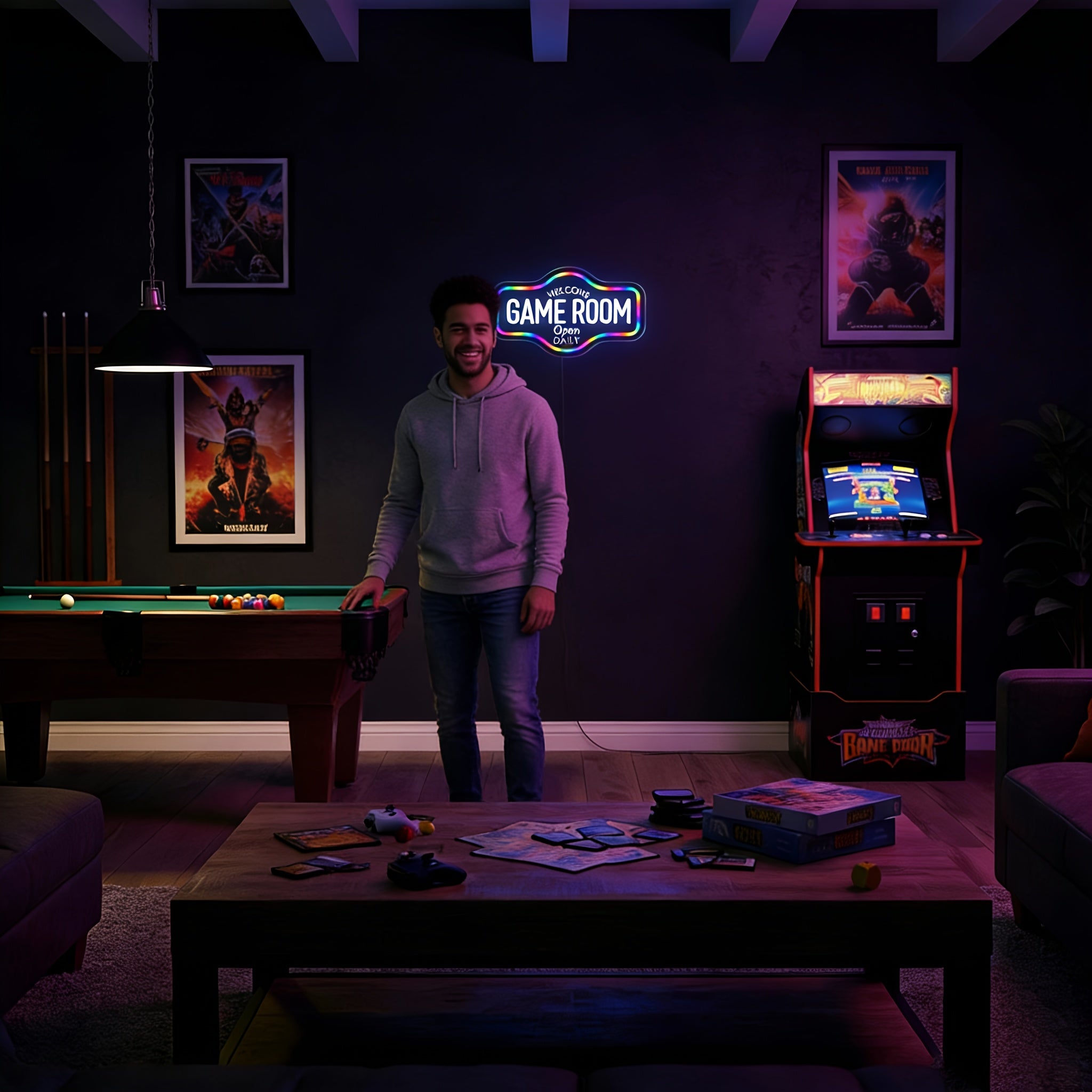 ow led neon sign game room wall decor designed gaming