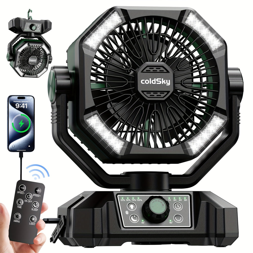 20000mah battery powered camping fan dual motor 8 speed