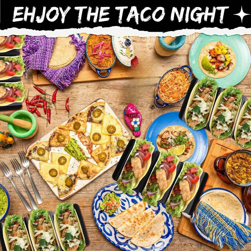 set 3 black taco holders made sturdy pp material featuring
