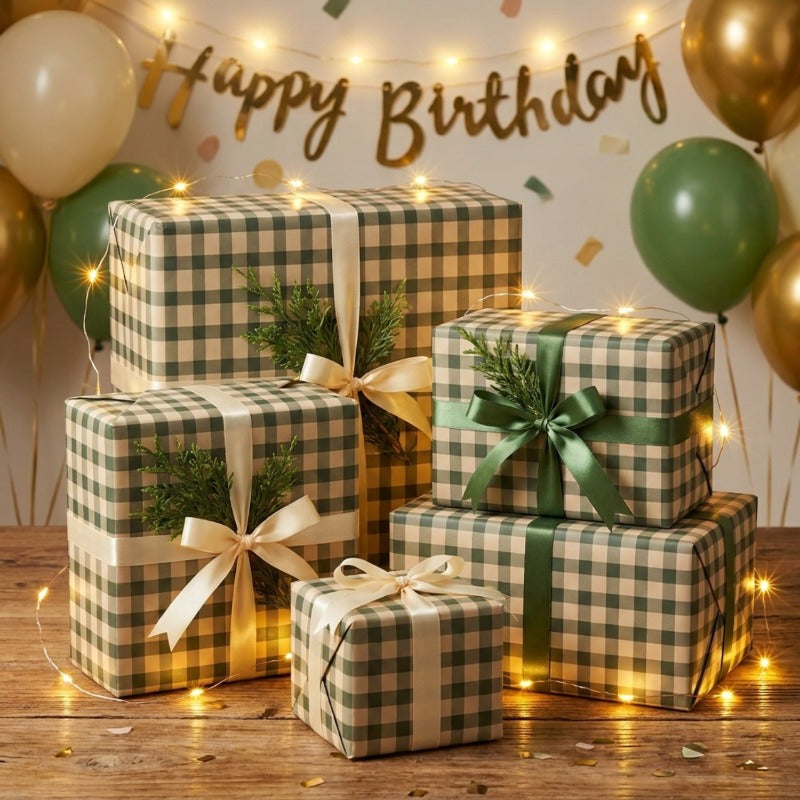 1 roll green     wrapping paper roll rustic