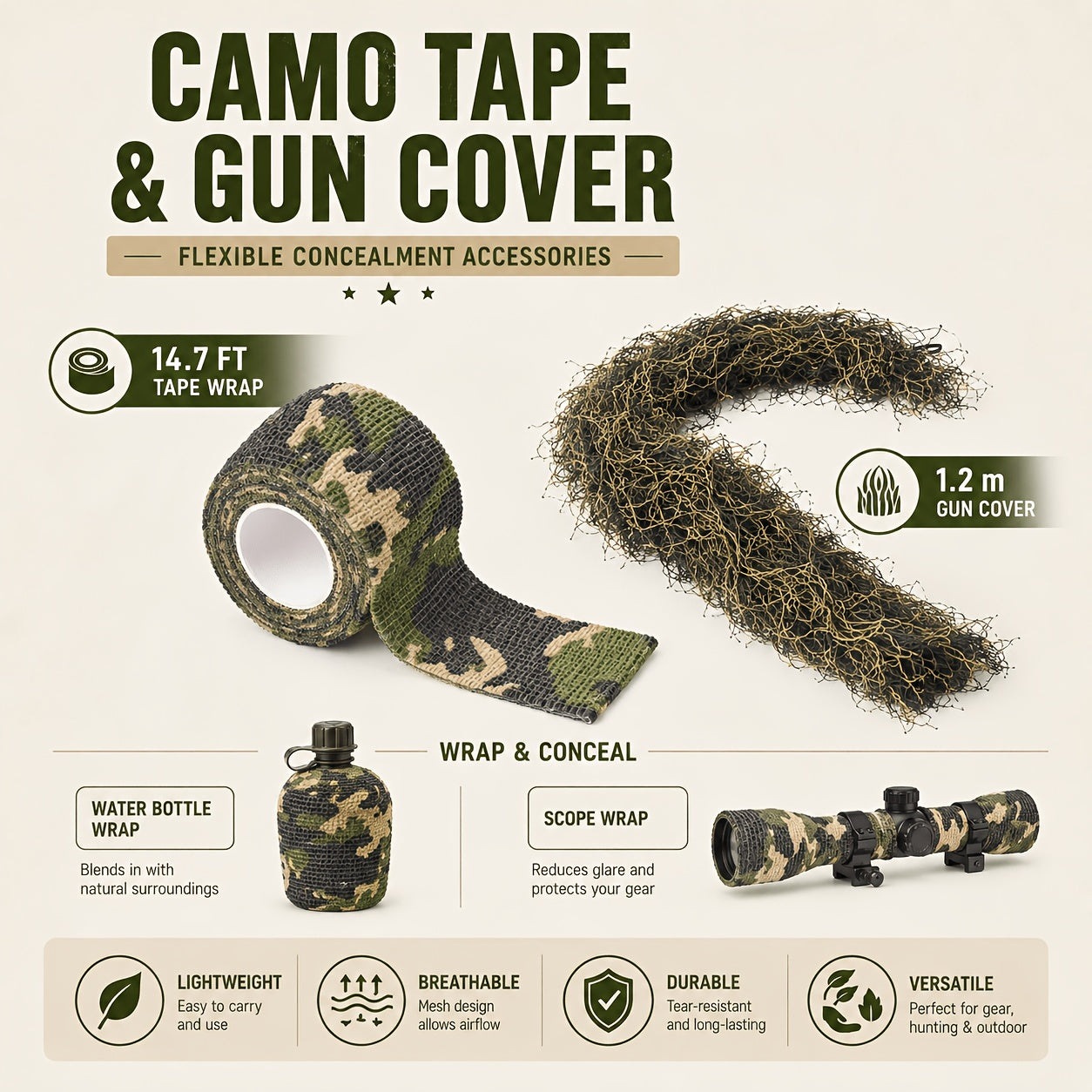 6 in 1   ghillie suit polyester   desert