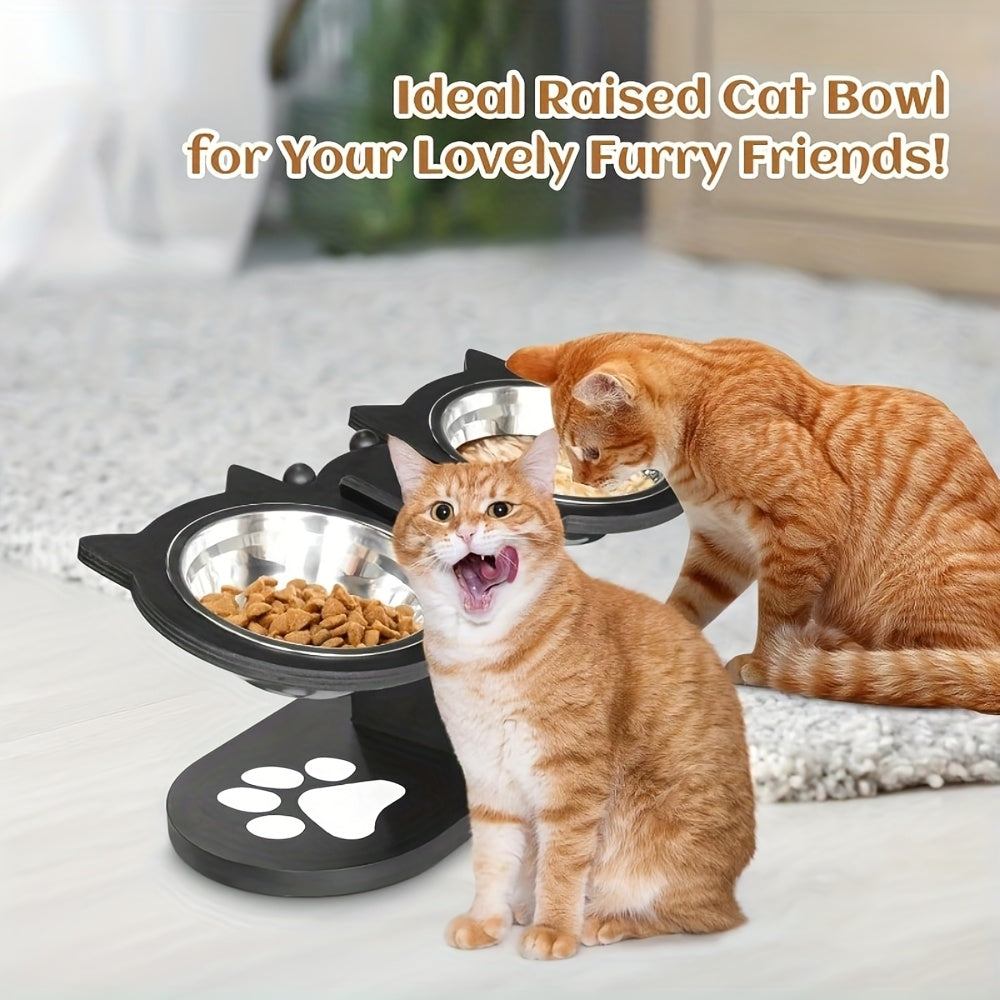15 tilted stainless steel elevated cat bowls adjustable