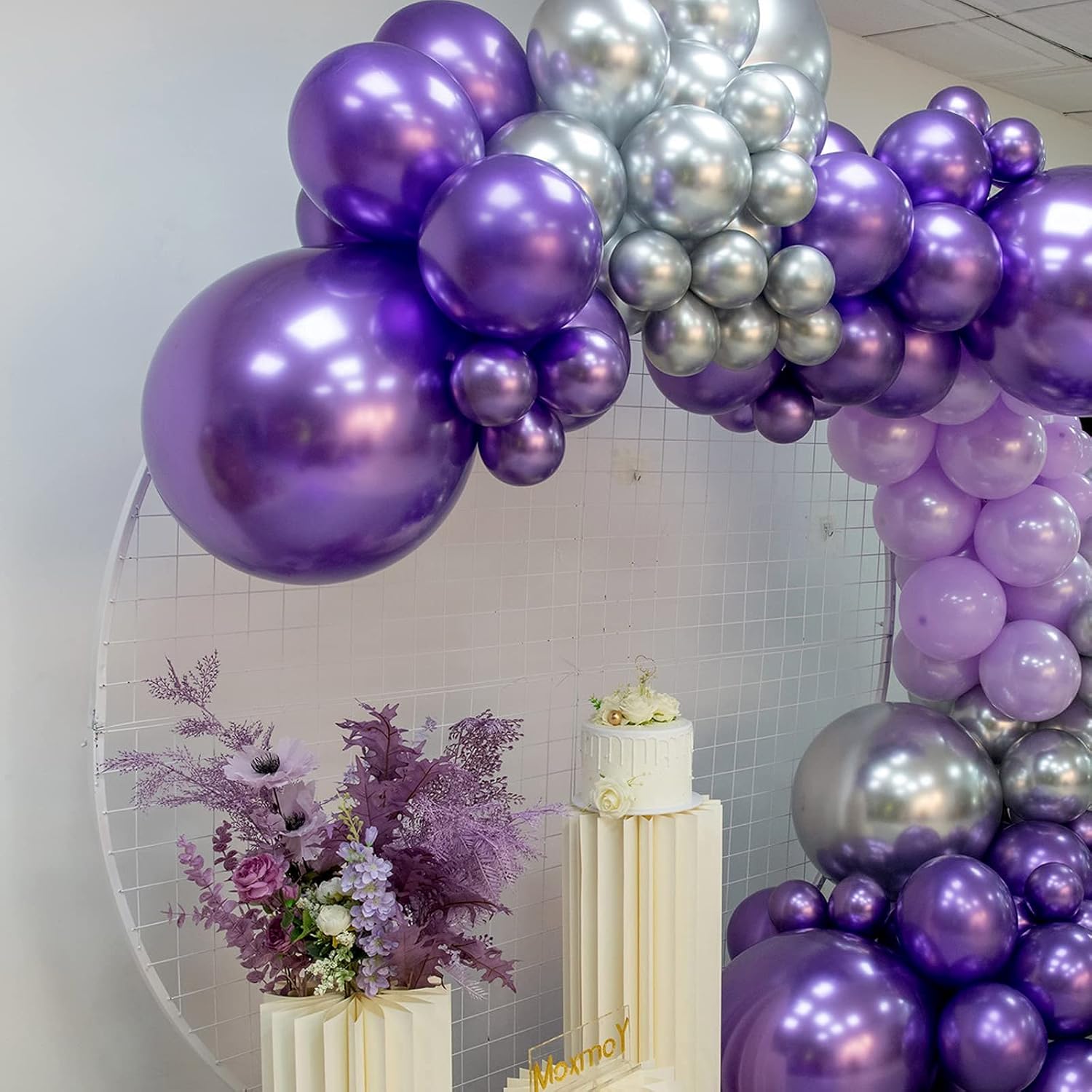 purple silvery balloon garland 127pcs 18in 12in 10in 5in