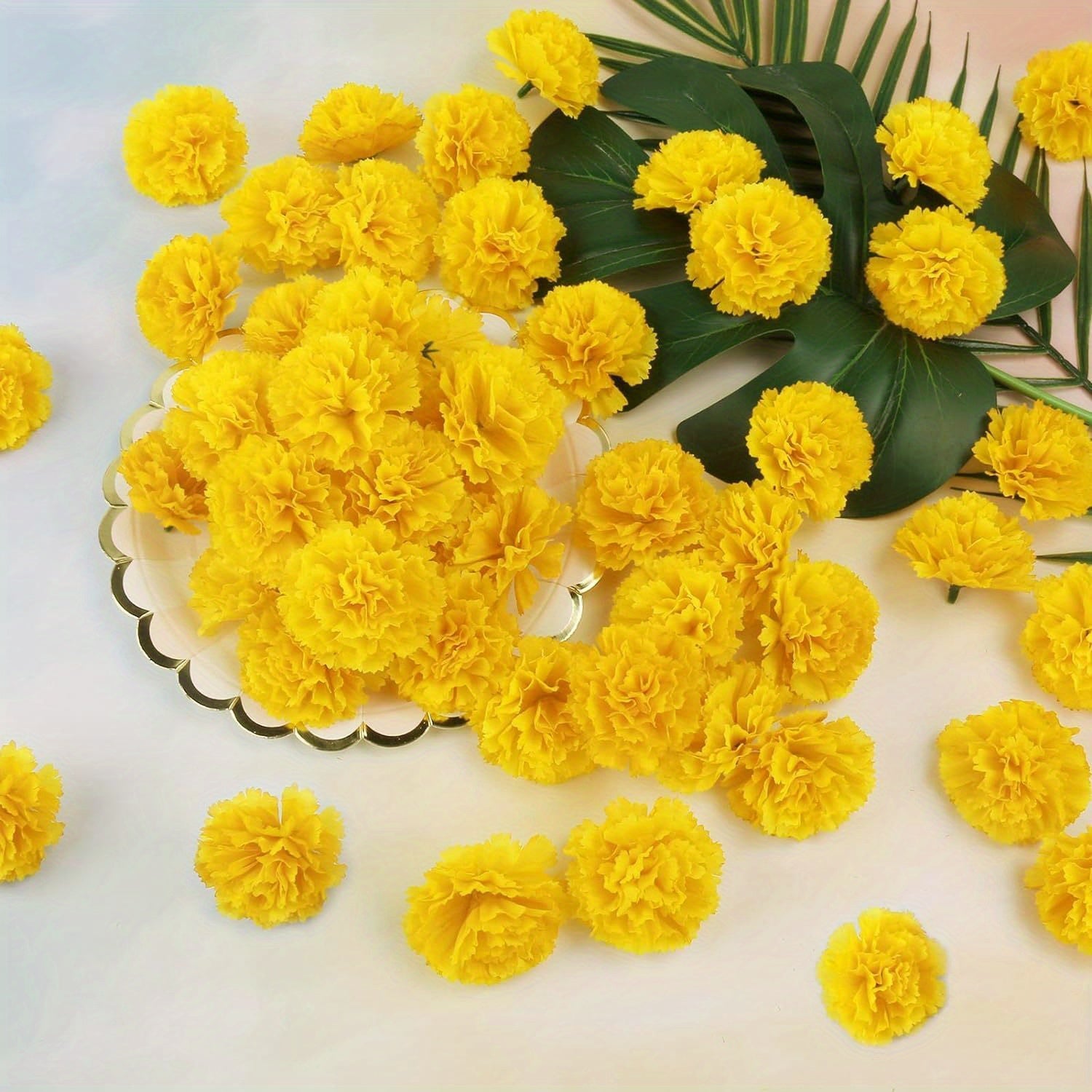 5 17 34pcs realistic marigold flowers heads vibrant orange