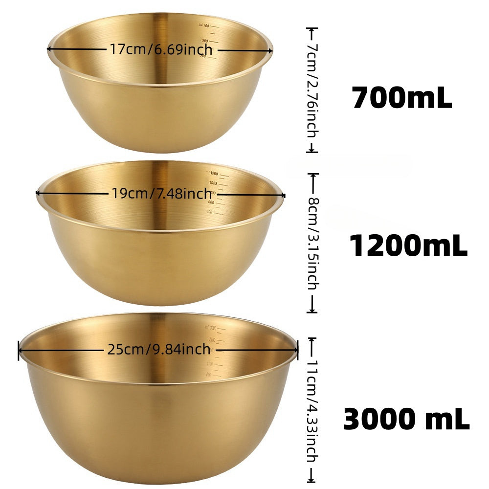 3pcs stainless steel salad bowls set oven safe durable