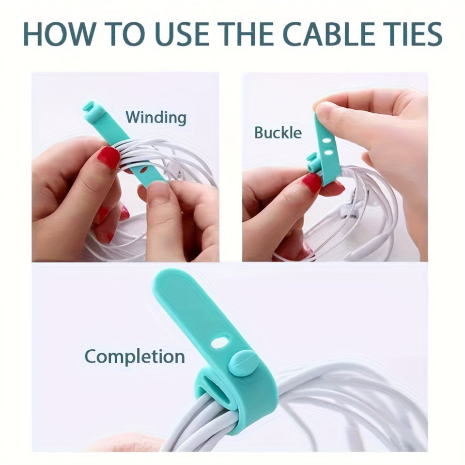 20pcs reusable silicone cable organizer ties high
