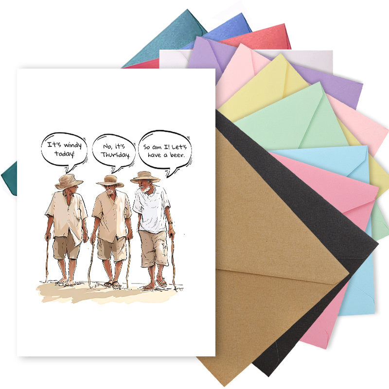 1 set funny elderly men birthday greeting card humorous day