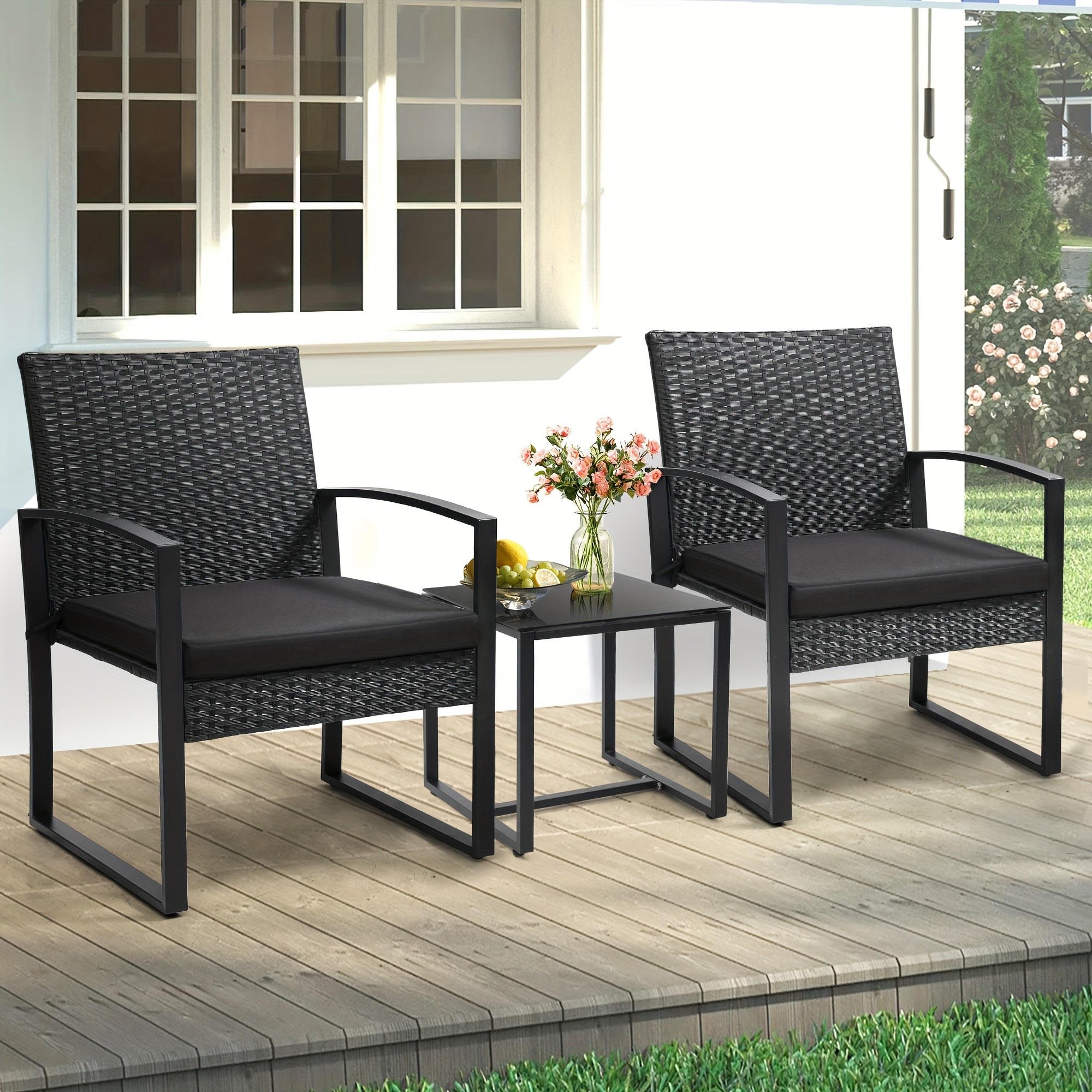 3pcs rattan bistro set outdoor patio furniture conversation