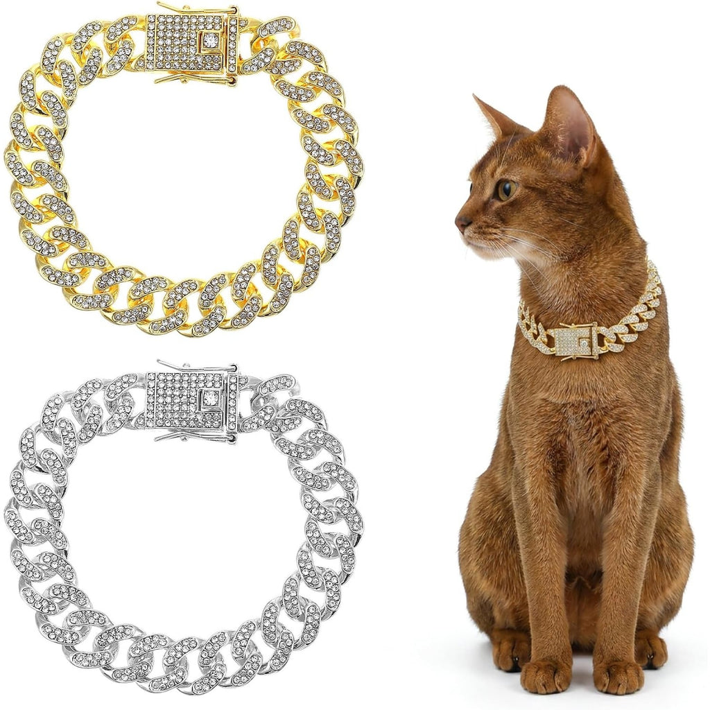 2pcs   chain collar 8 inch dog chain collars cuban