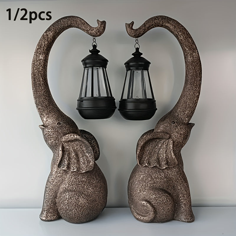 1 2pcs solar elephant statue outdoor garden crafts elephant