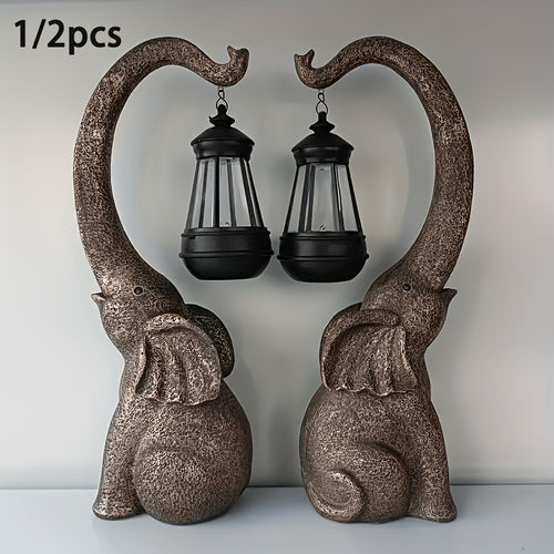 1 2pcs solar elephant statue outdoor garden crafts elephant