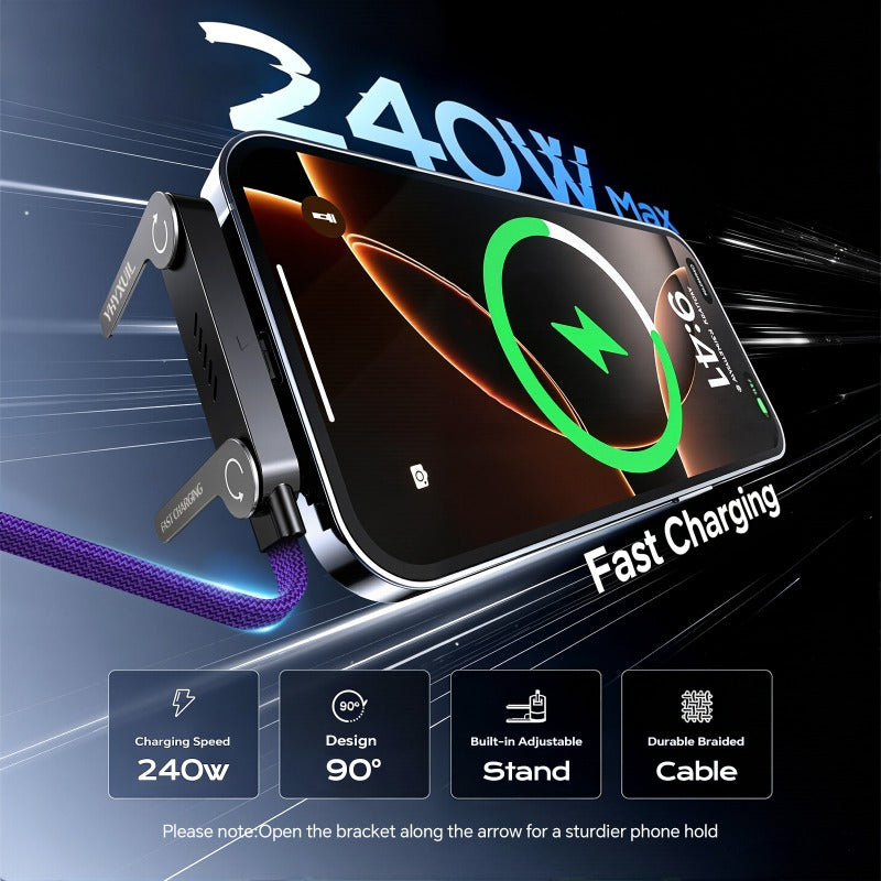 240w fast charging folding data cable built in bracket type