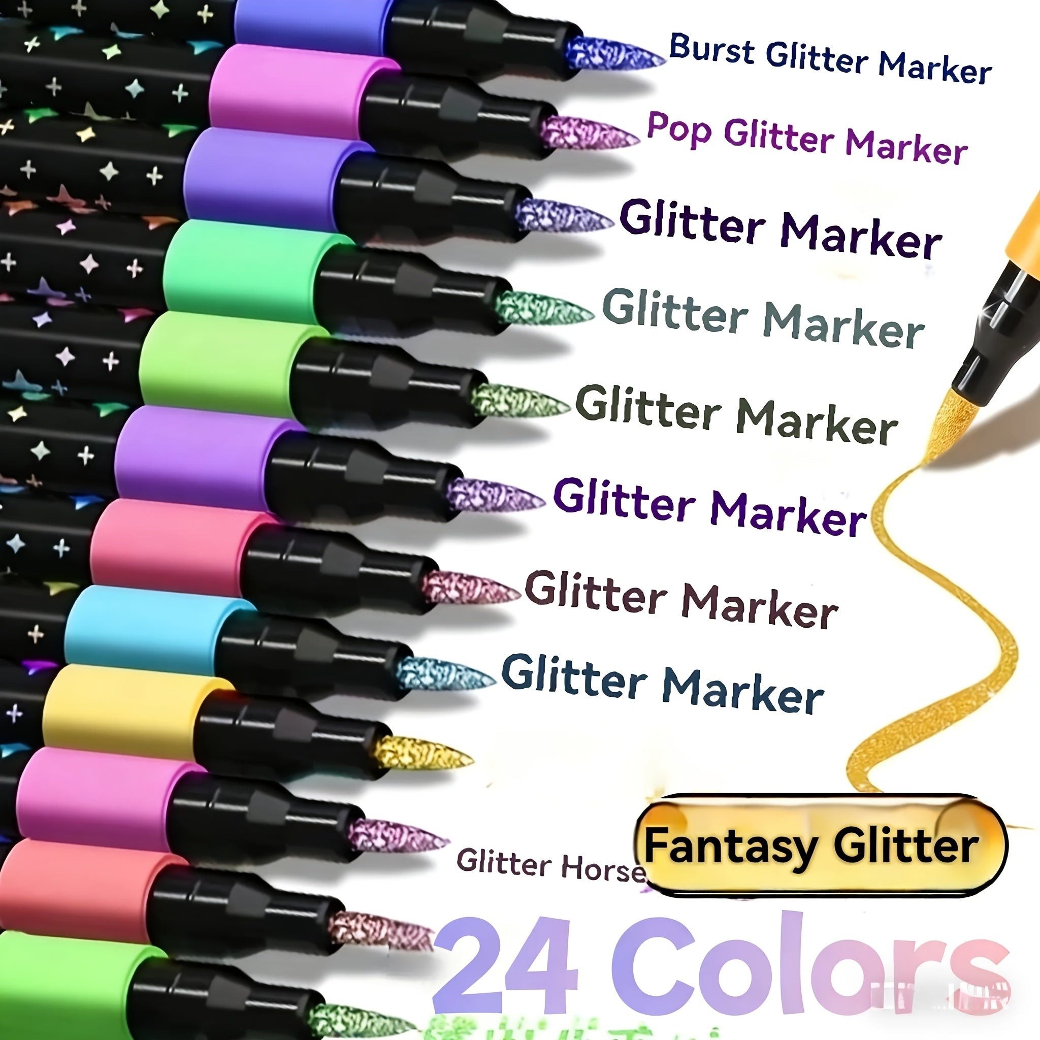 24 color dual tip glitter pens   fine tip