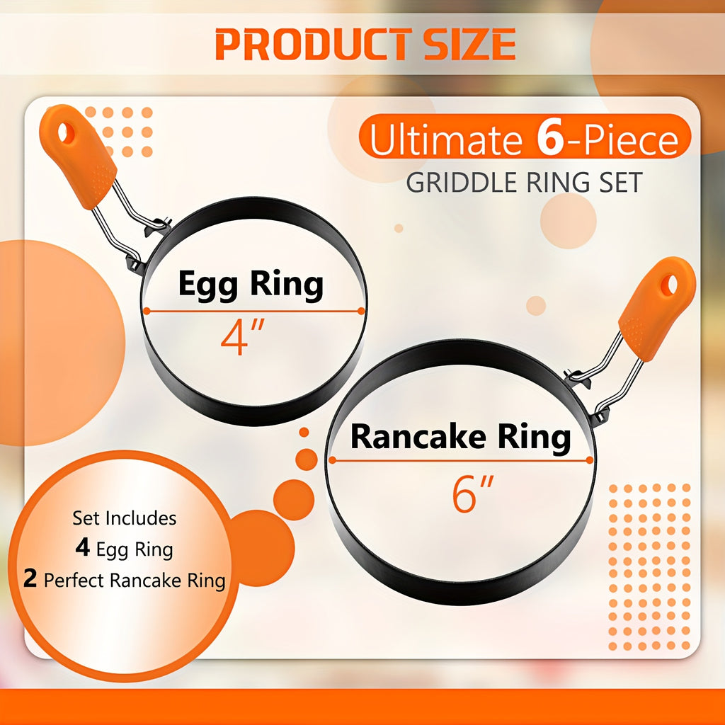 6pcs professional egg ring pancake ring set stainless steel