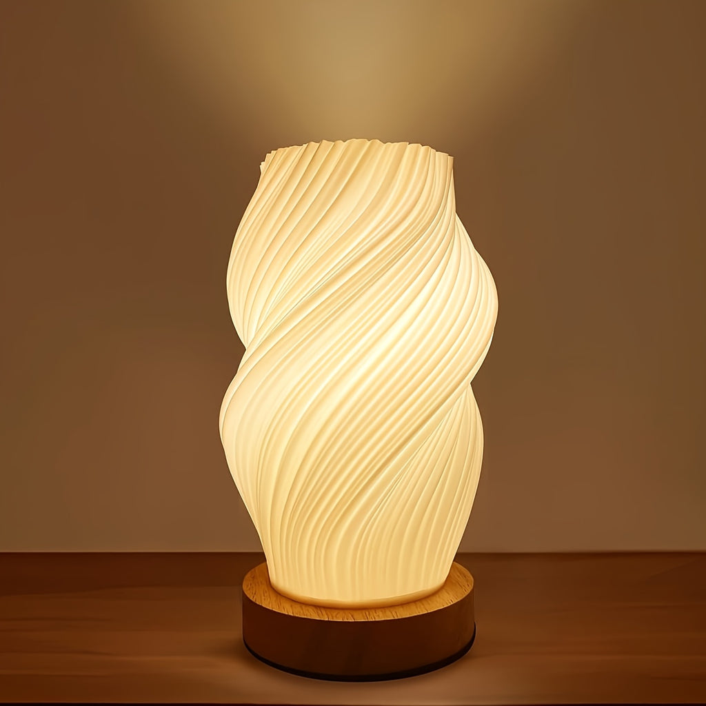 novelty 3d printed vase night light wooden base decorative