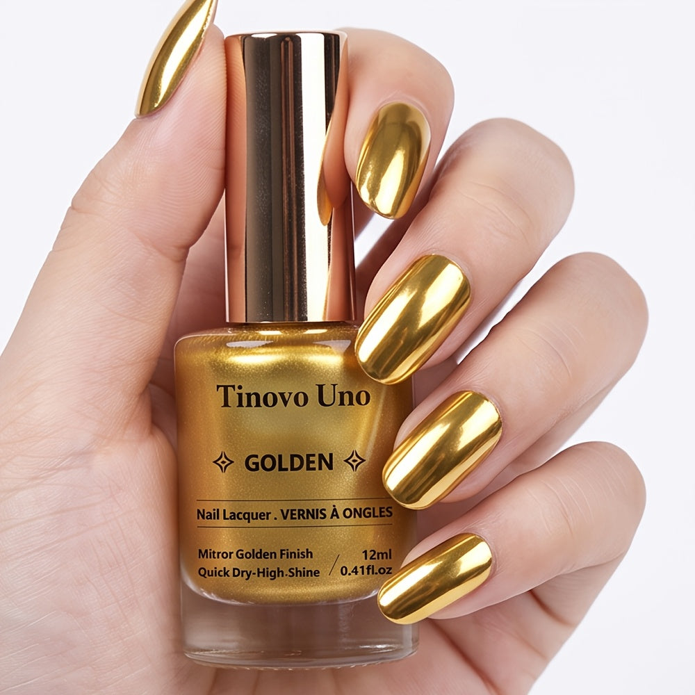 tinovo   golden metallic nail polish quick drying formula