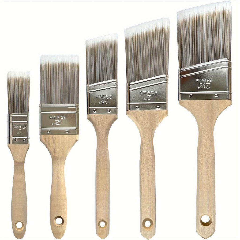 5pcs paintbrush set tapered synthetic bristles wooden
