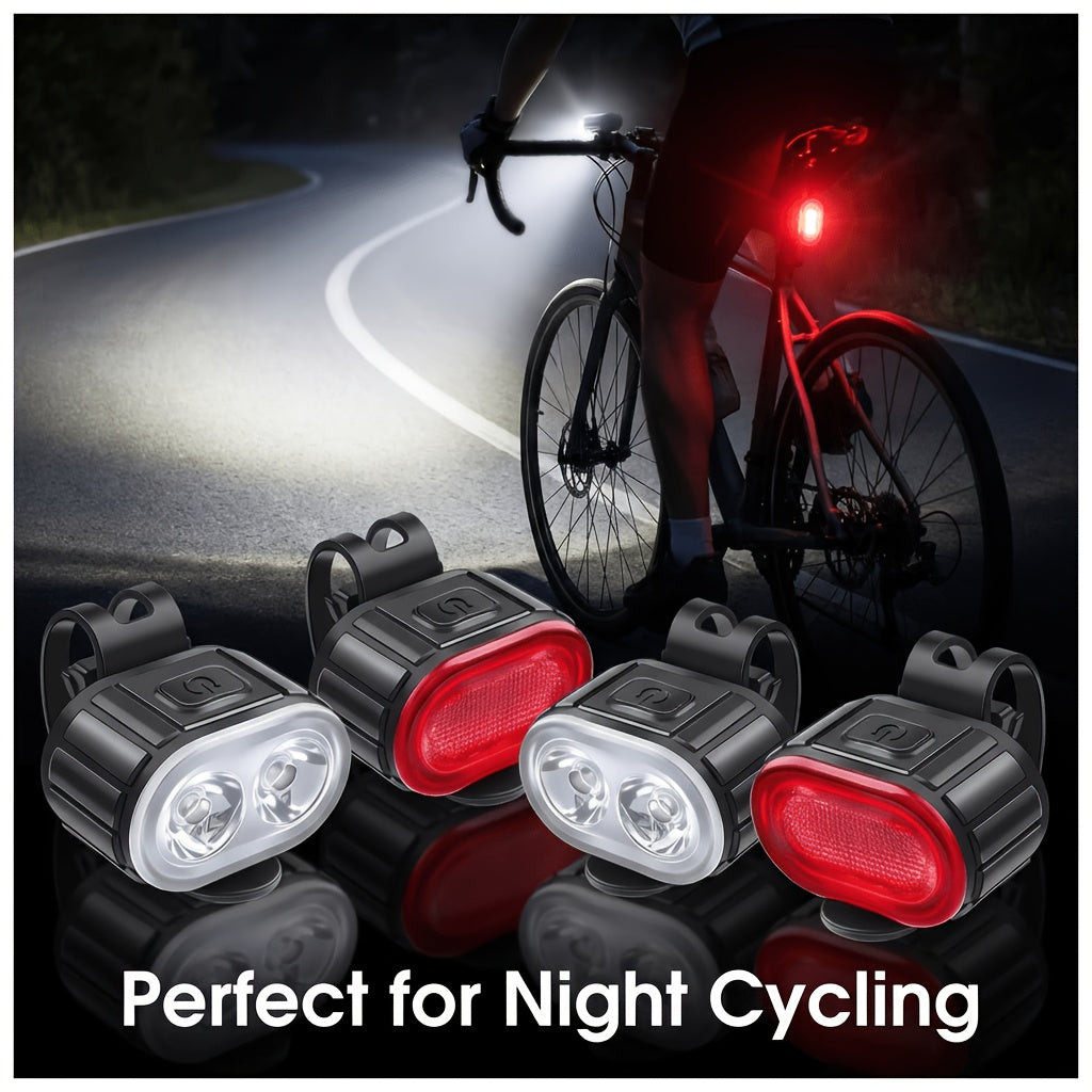 4 pack bike light set 2pcs front lights 2pcs rear lights