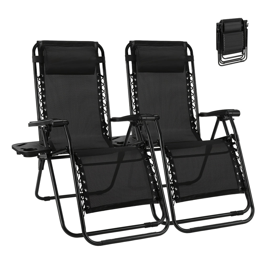 2pcs zero gravity patio recliner folding lounge adjustable