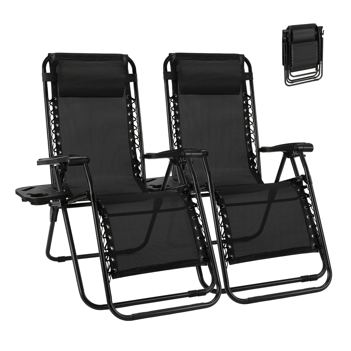 2pcs zero gravity patio recliner folding lounge adjustable