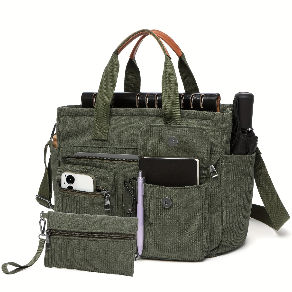 2pcs set womens large corduroy tote bag perfect a laptop bag