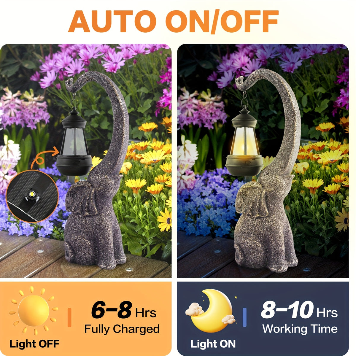 1 2pcs solar elephant statue outdoor garden crafts elephant