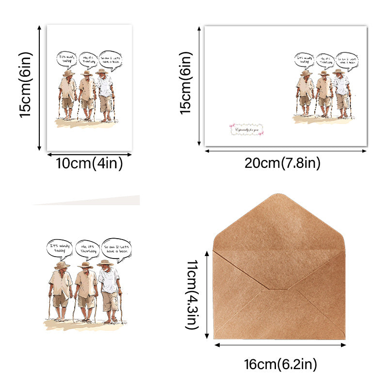 1 set funny elderly men birthday greeting card humorous day